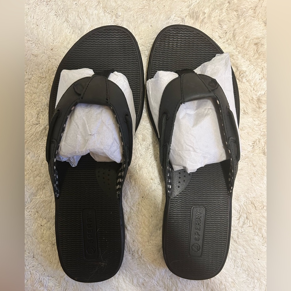 NEW Sperry Black Flip-Flops Sandals for Women